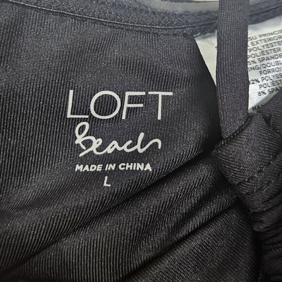 NEW Ann Taylor LOFT L Beach Keyhole Bandeau One Piece Swimsuit Black Beach - Picture 4 of 5